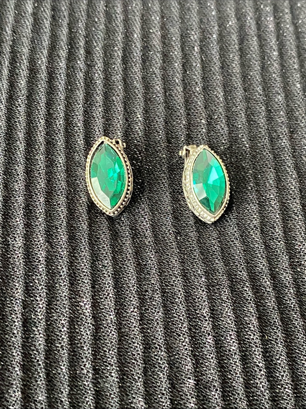 Green Marquise Crystal Clip-On Earrings - Women Jewelry